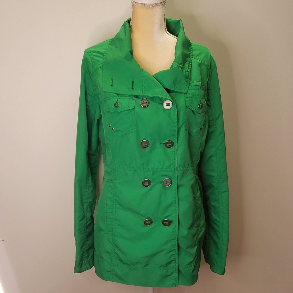 Size large green Hurley double breasted jacket   F49
